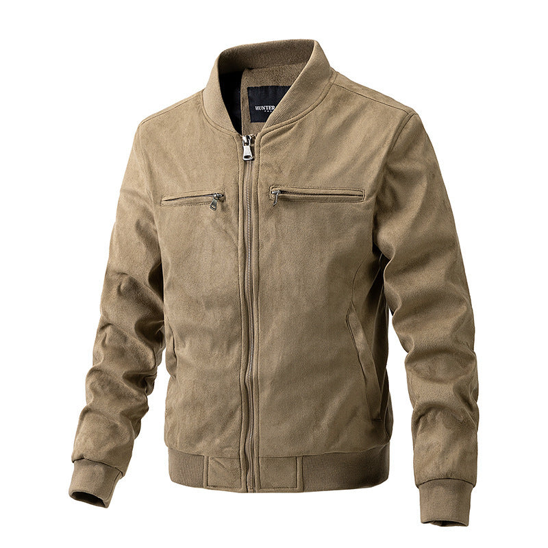 Suede Stand Collar Men's Jacket