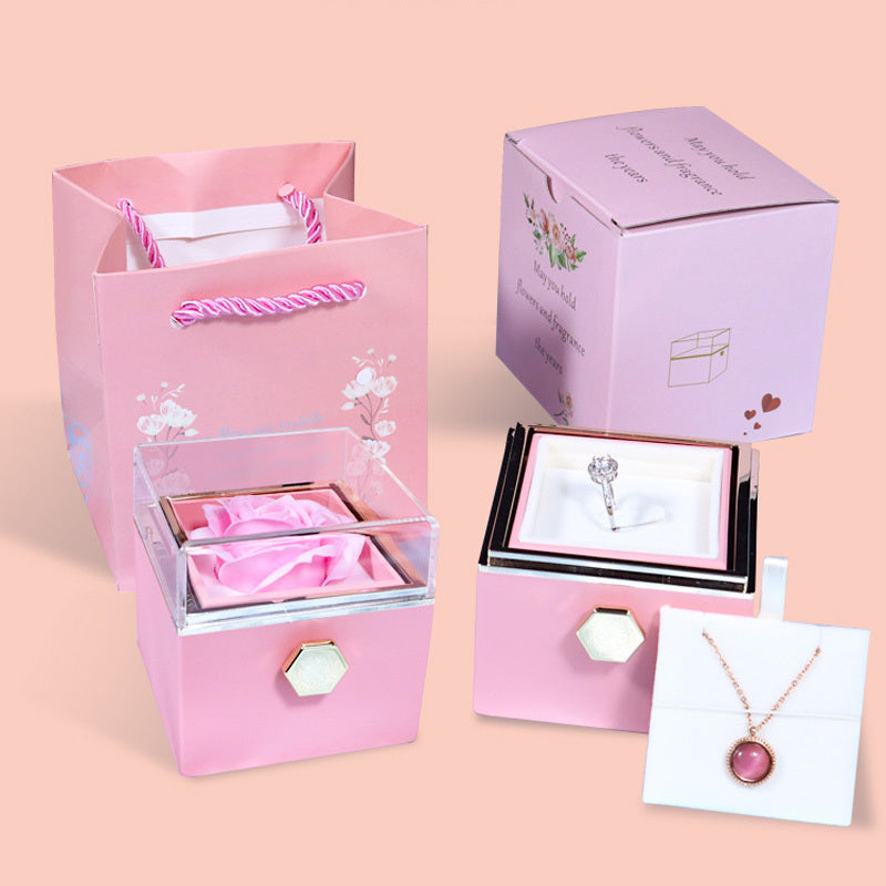 Rotating Rose Jewelry Box  Valentine's Day Gift For Women