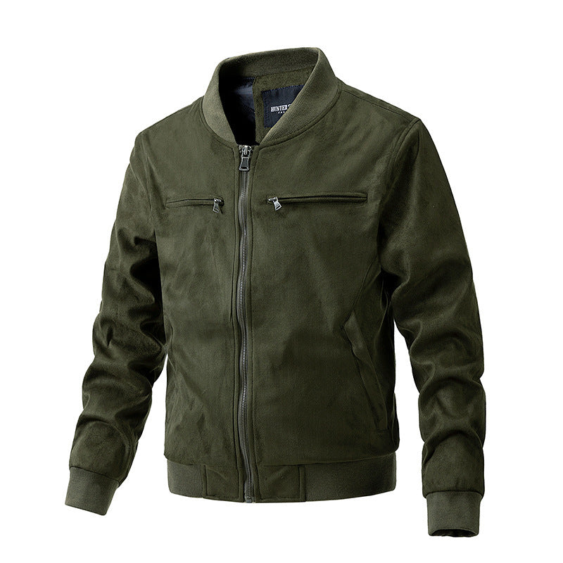 Suede Stand Collar Men's Jacket