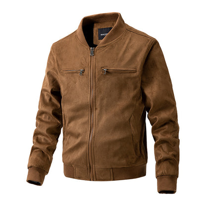 Suede Stand Collar Men's Jacket