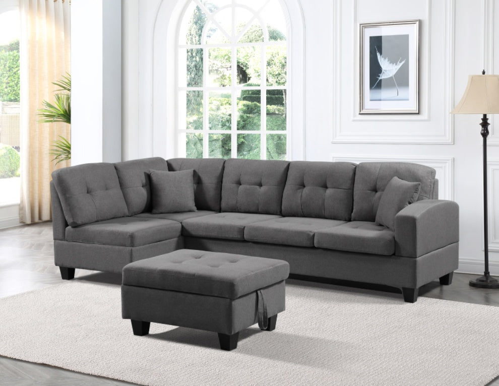 Left Fabric Sofa With Ottoman