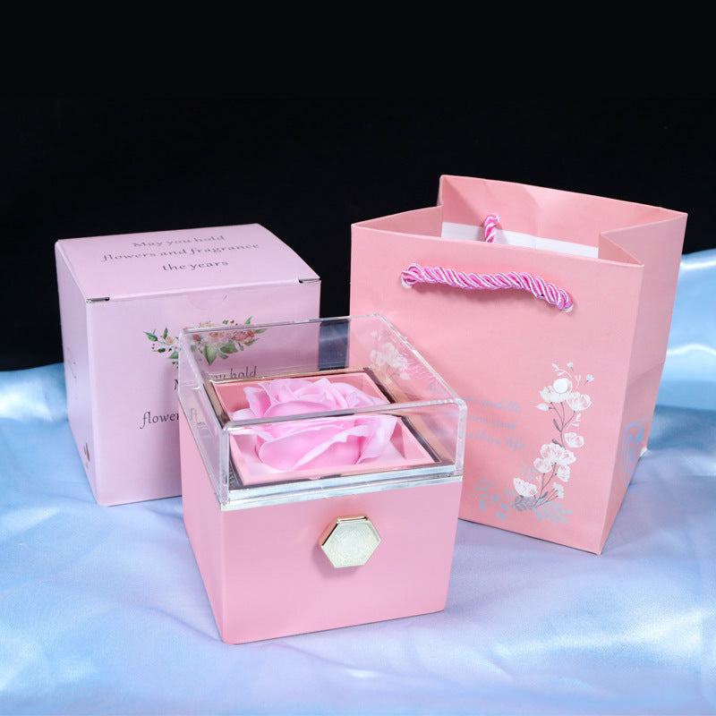 Rotating Rose Jewelry Box  Valentine's Day Gift For Women