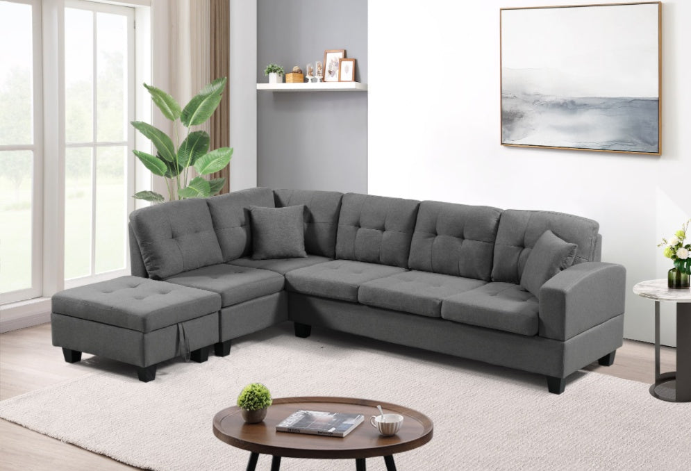 Left Fabric Sofa With Ottoman